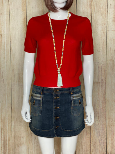 Button Front Denim Skirt